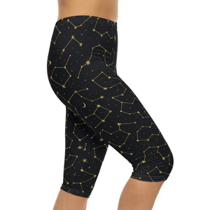Starry Sky Capri Leggings - Constellation Design Activewear - Dipaliz