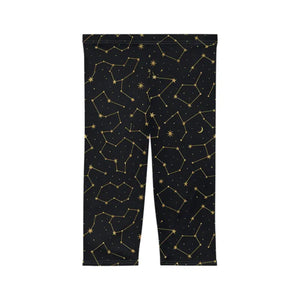 Starry Sky Capri Leggings - Constellation Design Activewear - Dipaliz