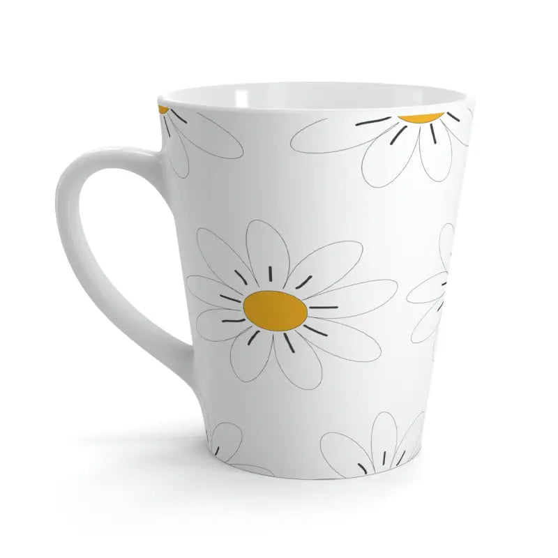 Start your Day with a 12oz White Flowers Latte Mug