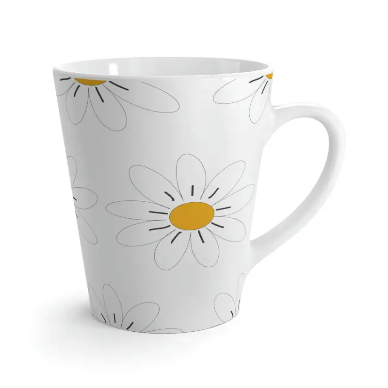 Start your Day with a 12oz White Flowers Latte Mug