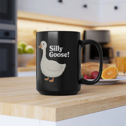 Silly Goose Black Ceramic Mug for a Fun Morning Boost - 15oz