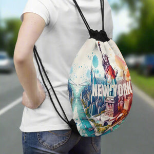 Vibrant Statue of Liberty Drawstring Bag - Eco-friendly - Dipaliz - Backpacks