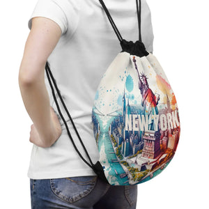 Vibrant Statue of Liberty Drawstring Bag - Eco-friendly - Dipaliz - Backpacks