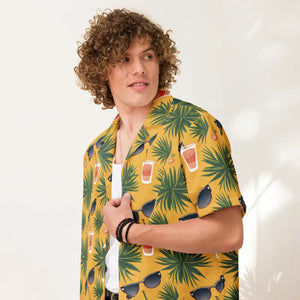 Button Shirt - Pineapple - Recycled Eco Summer Top - Dipaliz