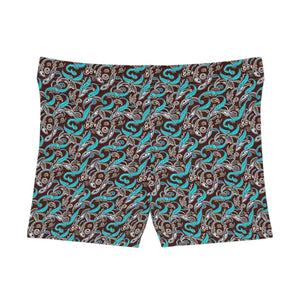 Paisley Brown Women’s Shorts Moisture Wicking Summer Style Dipaliz