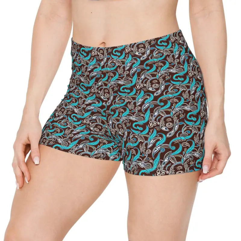 Stay Cool in Dipaliz Paisley Brown Women’s Moisture-wicking Shorts - Xs / Brushed Faux Suede All Over Prints