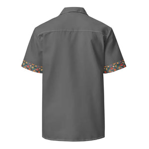 Flowers on Grey Button Shirt Moisture Wicking Recycled Material Dipaliz - Shirts