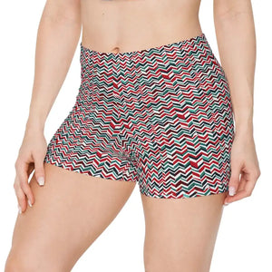 Colorful Zigzag Women’s Shorts Moisture Wicking - Dipaliz - Xs / Brushed Faux Suede