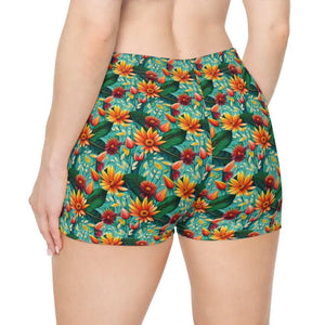 Women’s Shorts Moisture Wicking Floral Athletic - Dipaliz