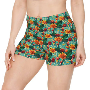 Women’s Shorts Moisture Wicking Floral Athletic - Dipaliz
