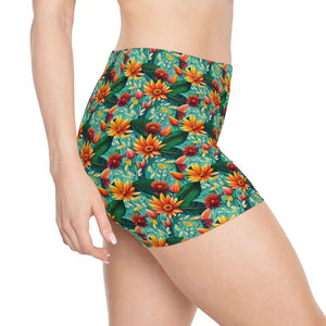 Women’s Shorts Moisture Wicking Floral Athletic - Dipaliz