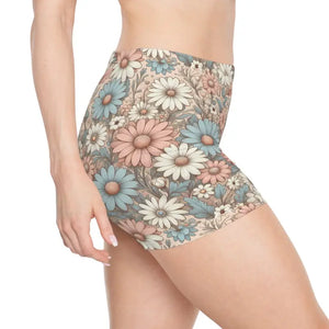 Pastel Daisies Women’s Shorts - Moisture-wicking Fabric - Dipaliz