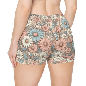 Pastel Daisies Women’s Shorts - Moisture-wicking Fabric - Dipaliz