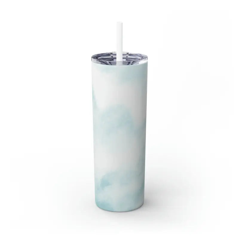 Stay Cool with the Solid Teal Colored Skinny Tumbler - Glossy / White / 20oz Mug