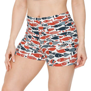 Vibrant Fishes Womens Shorts - Moisture Wicking Active Wear - Dipaliz - Xs / Brushed Faux Suede - Activewear
