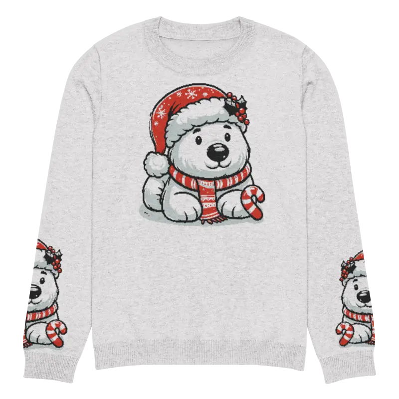 Stay Cozy & Festive in Santa Hat Knitted Crew Neck Sweater - l