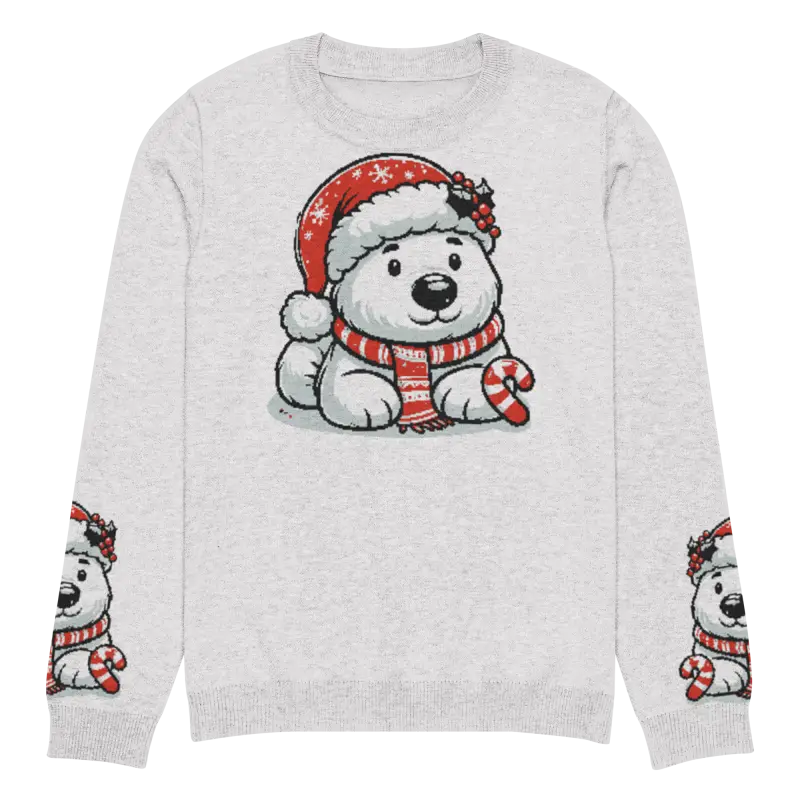 Stay Cozy & Festive in Santa Hat Knitted Crew Neck Sweater - m