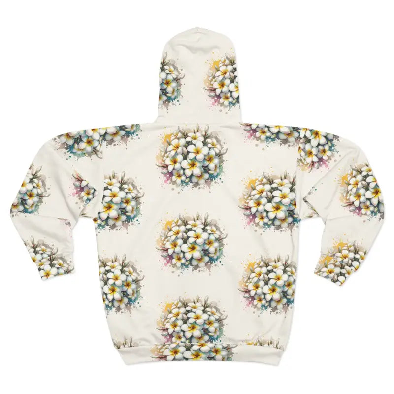 Unisex Frangipani Flower Zip Hoodie for Cozy Comfort - All Over Prints