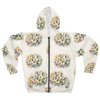 Unisex Frangipani Flower Zip Hoodie for Cozy Comfort - Xs All Over Prints