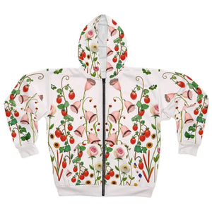 Zip Hoodie Floral Pattern Polyester Comfort Style - Dipaliz - Xs - Hoodies