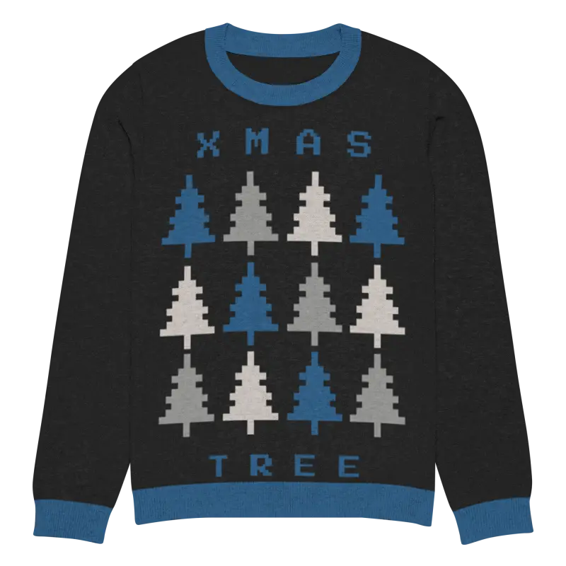 Cozy Xmas Tree Knitted Crew Neck Sweater for Festive Fun - 2xs