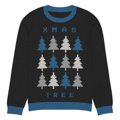 Cozy Xmas Tree Knitted Crew Neck Sweater for Festive Fun - 3xl