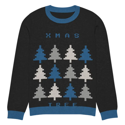 Cozy Xmas Tree Knitted Crew Neck Sweater for Festive Fun - 3xs