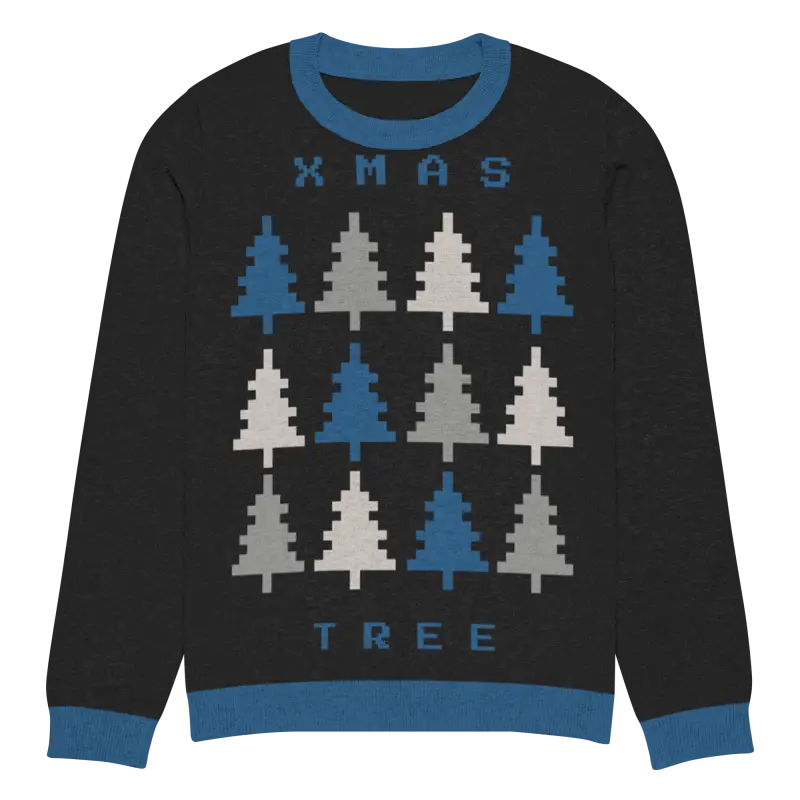 Cozy Xmas Tree Knitted Crew Neck Sweater for Festive Fun - l