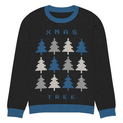 Cozy Xmas Tree Knitted Crew Neck Sweater for Festive Fun - m