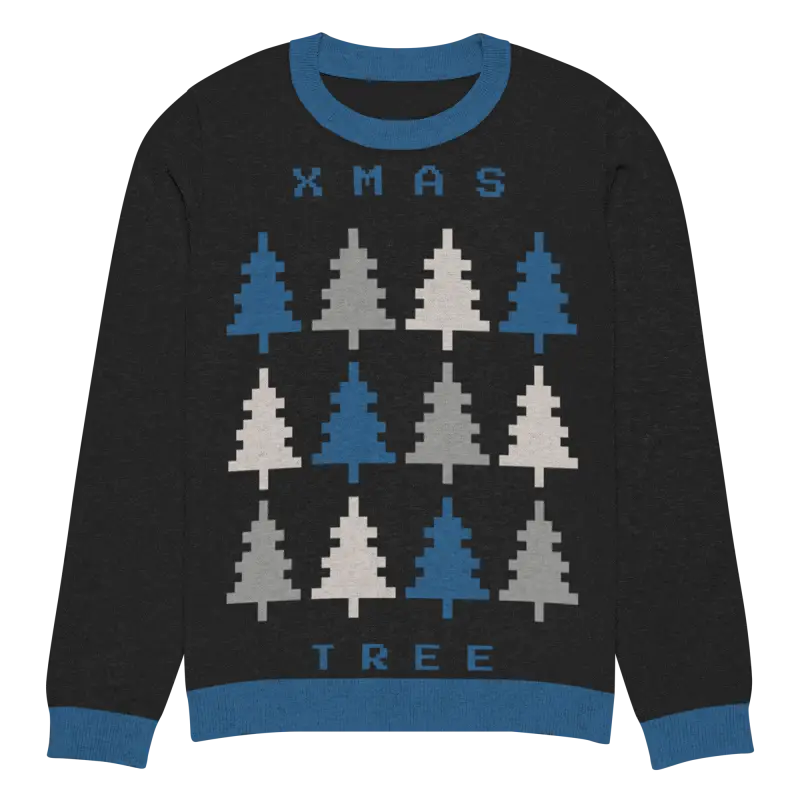 Cozy Xmas Tree Knitted Crew Neck Sweater for Festive Fun - Xl