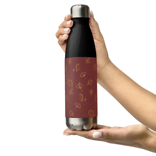 Stay Cool with the Maroon Stainless Steel Water Bottle - Black Bottles