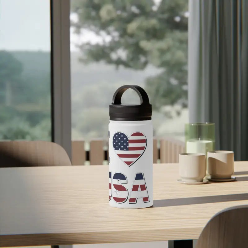 Stay Refreshed Anywhere with Usa Love Stainless Steel Water Bottle - White / 12oz Bottles