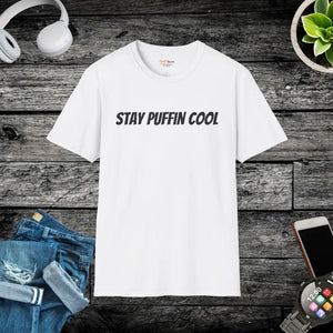 Stay Puffin Cool Unisex Softstyle Tee - Ultimate Comfort - Dipaliz - White / s - T-shirts