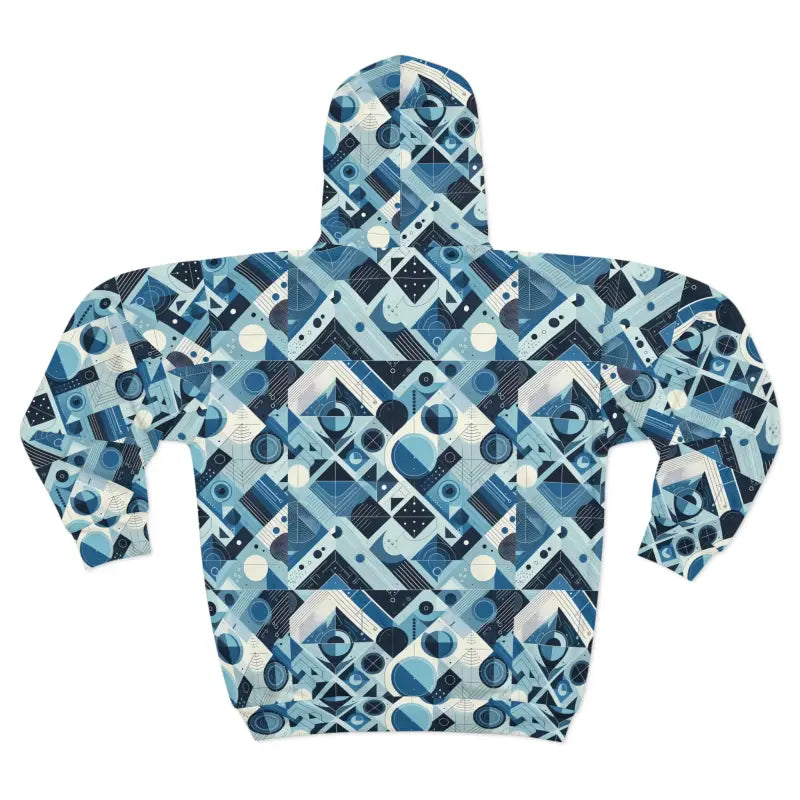 Stay Toasty in an Abstract Blue Checkered Zip Hoodie - Hoodies