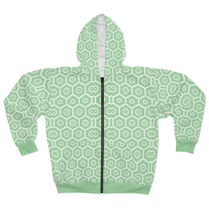 Stay Toasty in Style: White Pattern Unisex Zip Hoodie - Xs All Over Prints