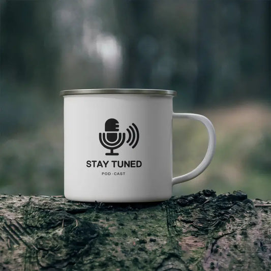 Stay Tuned Enamel Camping Mug - Sip in Style Anywhere - 12oz