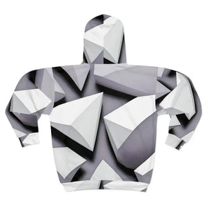 Outerwear - Zip Hoodie White Abstract Triangular Pattern Bold Style - Dipaliz