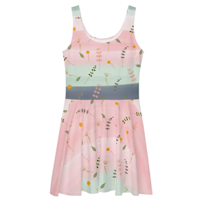 Skater Dress Simple Flower Pattern Timeless Style Dipaliz - Dresses