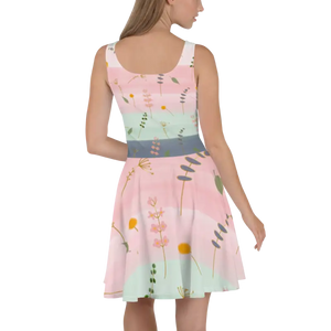 Skater Dress Simple Flower Pattern Timeless Style Dipaliz - Dresses