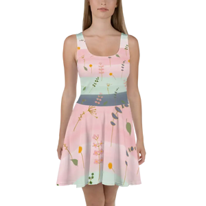 Skater Dress Simple Flower Pattern Timeless Style Dipaliz - Xs - Dresses