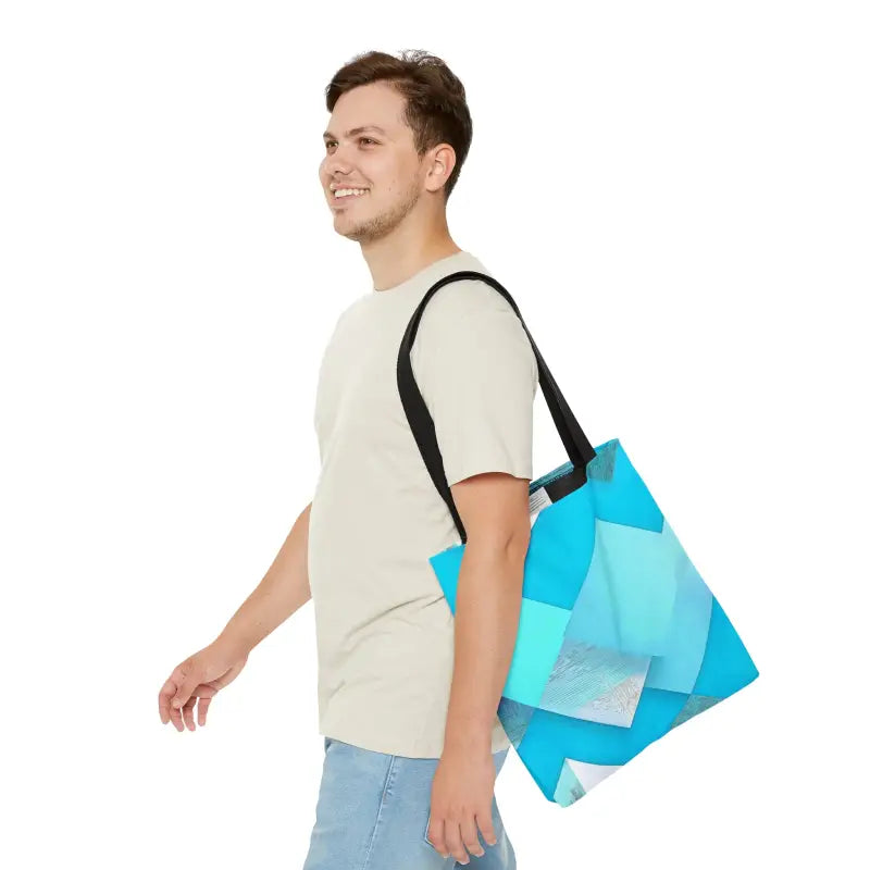 Rock the 2024 Fashion Trends with a Blue Abstract Tote Bag - Medium Bags