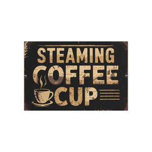 Vintage Steaming Coffee Cup – Aluminum Decor - Dipaliz - Novelty Signs