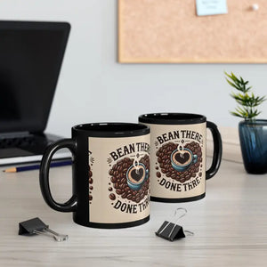 Black Ceramic Mug - Steaming Hot Coffee Style - Dipaliz - 11oz - Mugs