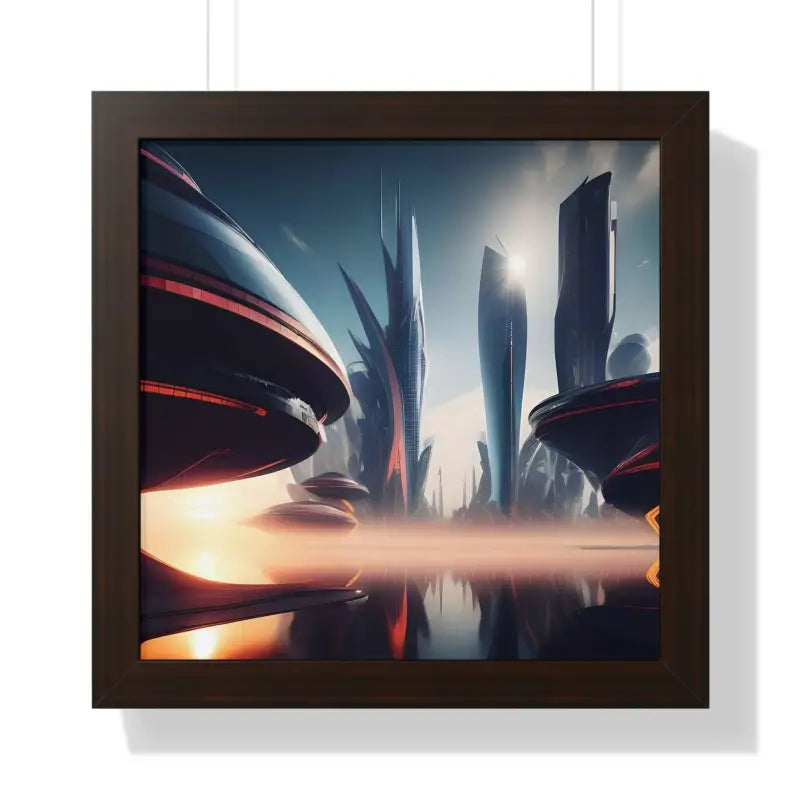 Transform your Space with a Futuristic Framed Vertical Poster - 16″ x / Walnut