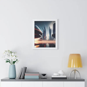 Framed Vertical Poster Futuristic City Art Modern Wall Decor Dipaliz - Posters Prints & Visual Artwork