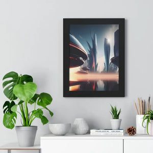 Framed Vertical Poster Futuristic City Art Modern Wall Decor Dipaliz - Posters Prints & Visual Artwork