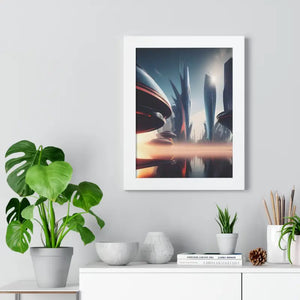 Framed Vertical Poster Futuristic City Art Modern Wall Decor Dipaliz - Posters Prints & Visual Artwork