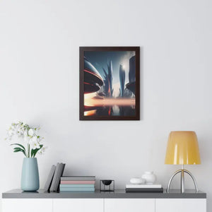 Framed Vertical Poster Futuristic City Art Modern Wall Decor Dipaliz - Posters Prints & Visual Artwork