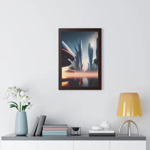 Framed Vertical Poster Futuristic City Art Modern Wall Decor Dipaliz - Posters Prints & Visual Artwork
