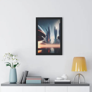 Framed Vertical Poster Futuristic City Art Modern Wall Decor Dipaliz - Posters Prints & Visual Artwork